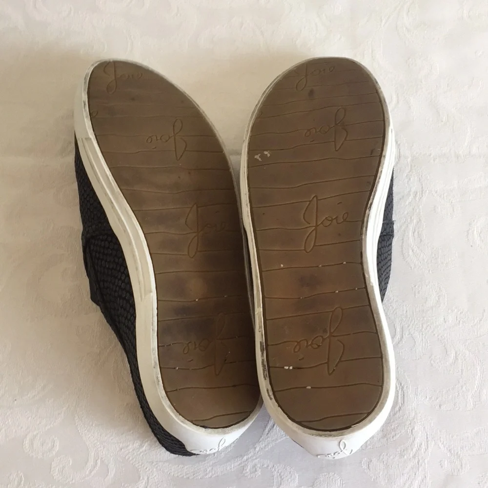 Joie black snakeskin embossed leather sneakers